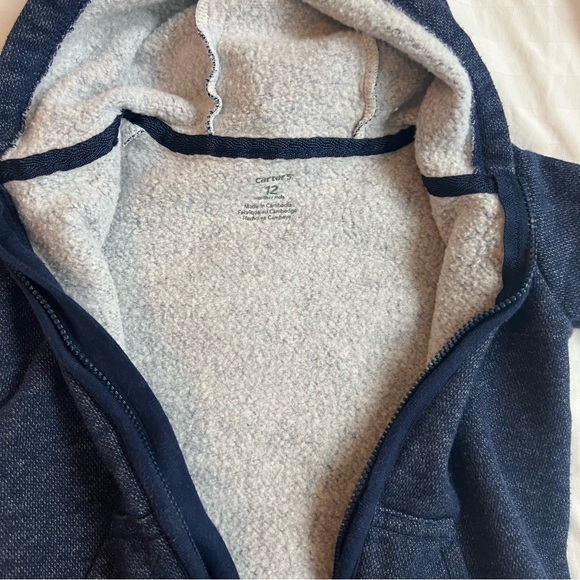 Carter’s Cozy Hooded One-Piece, Size 12 Months - Picture 4 of 6
